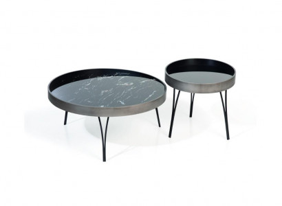 Round Set of 2 Coffee Tables Side Table Design Living Room